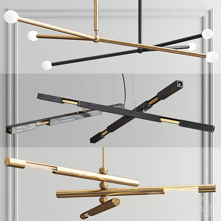 Brass System Chandelier – 3 type 3D Model Brass System Chandelier – 3 type 3D Model