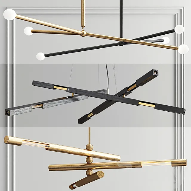 Brass System Chandelier – 3 type 3DModel