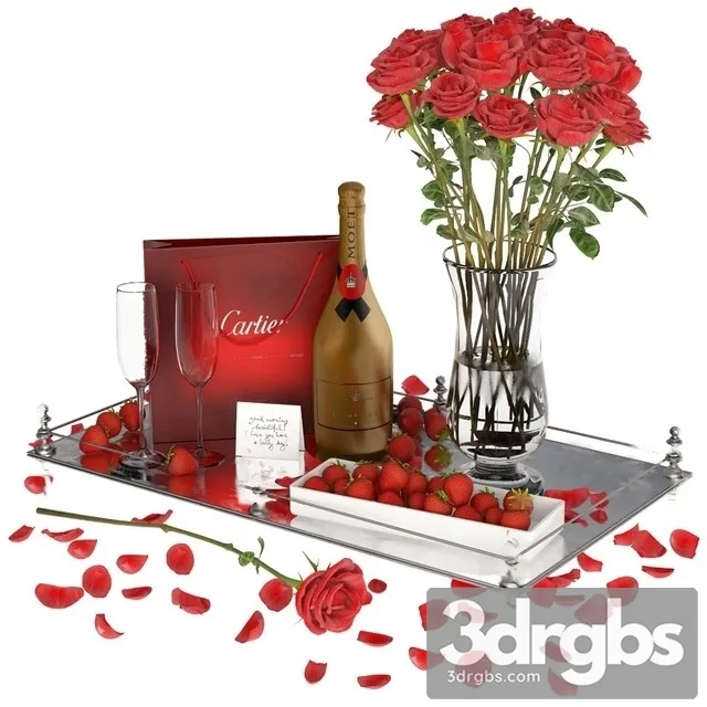 Breakfast Bed Rose 3D Model Download