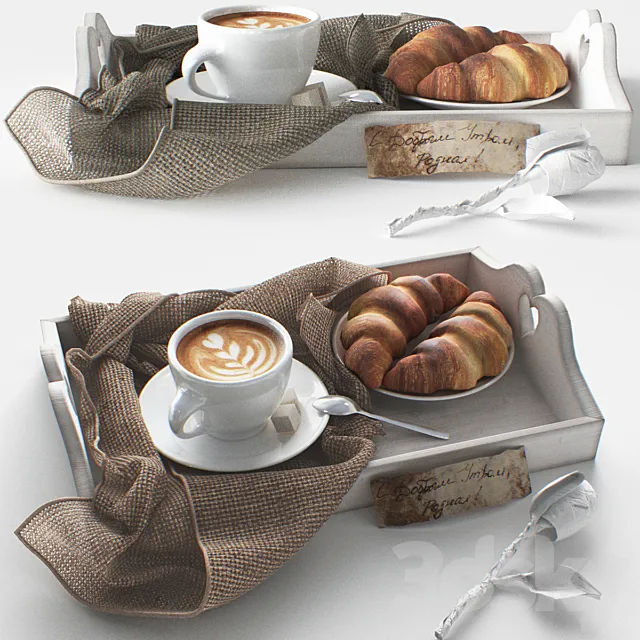 Breakfast in bed. 3D Model