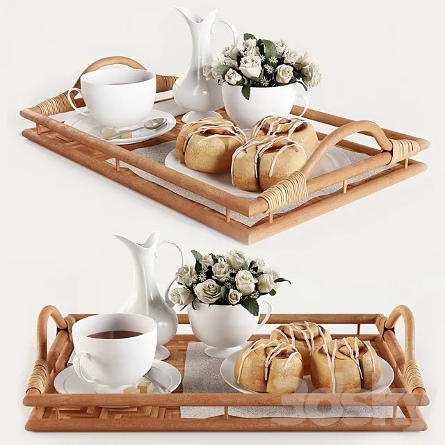 Breakfast on the tray W003 3D Model