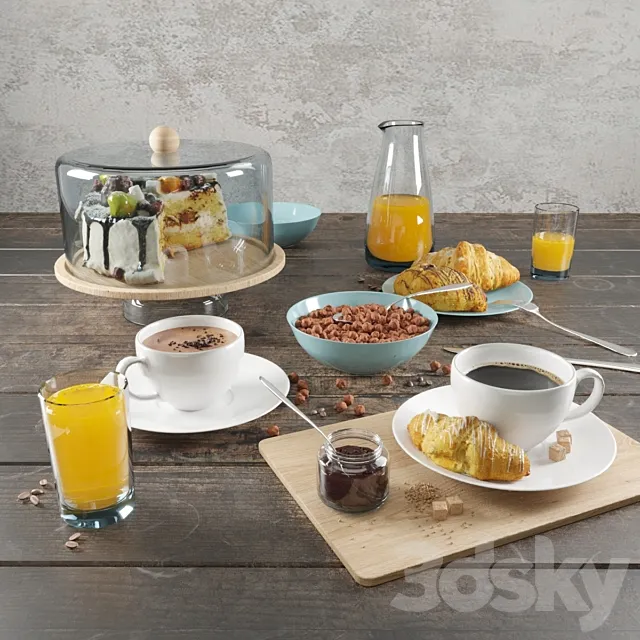 Breakfast set 3D Model