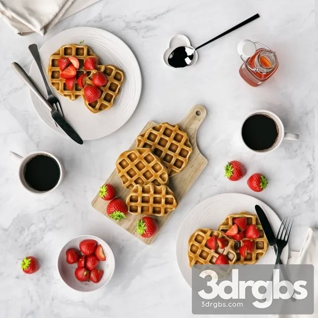 Breakfast With Waffles 3D Model Download