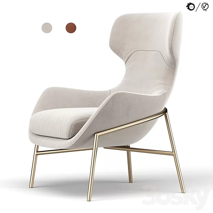 Brera armchair 3D Model Free Download