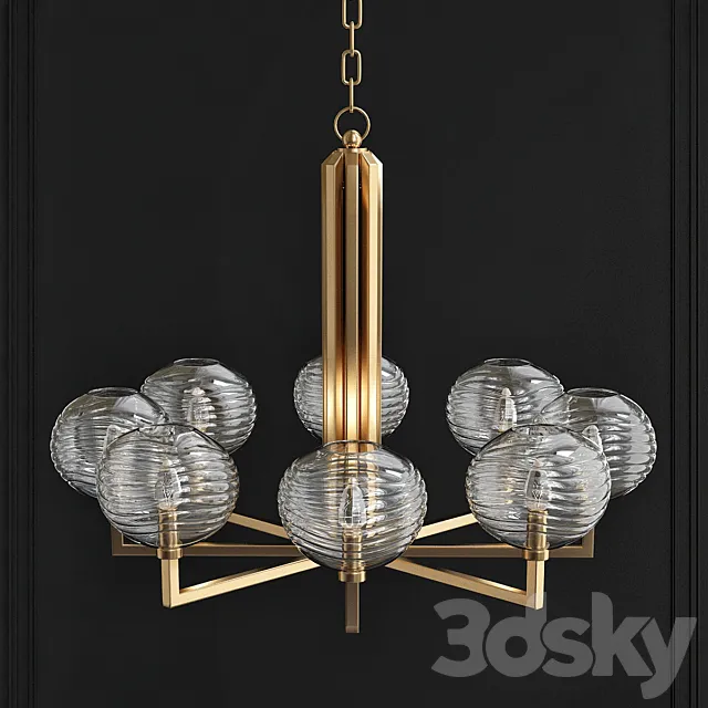 Breton 8 Light Chandelier – Aged Brass 3D Model Breton 8 Light Chandelier – Aged Brass 3D Model