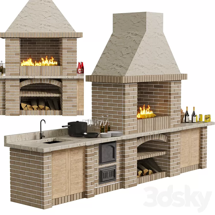 Brick BBQ 3D Model Brick BBQ 3D Model