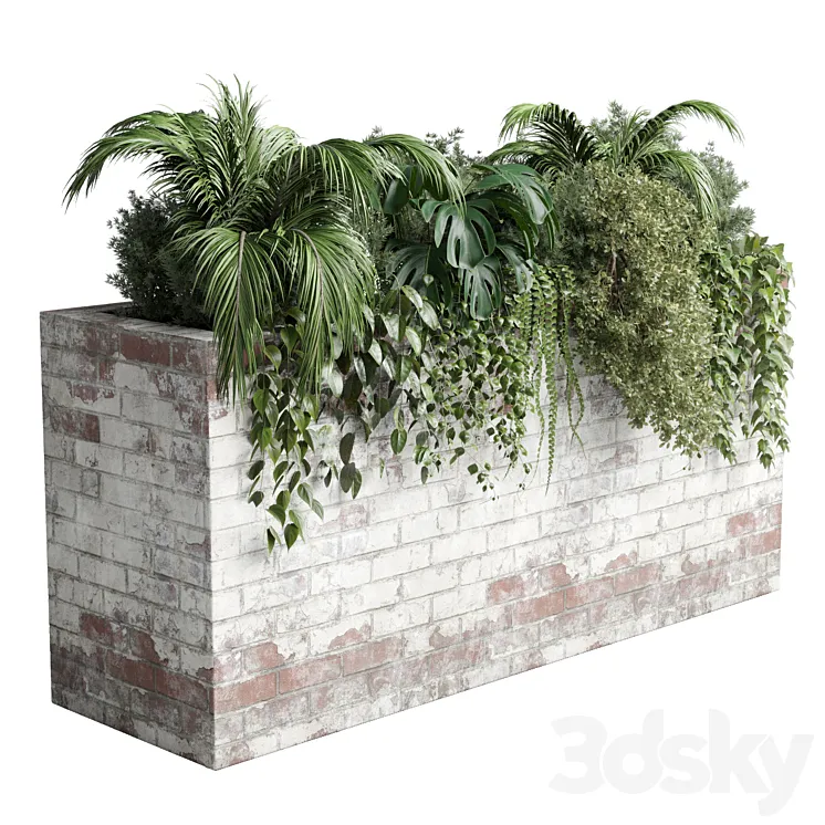 brick box plants on stand – set outdoor plant 117 brick dirt vase 3D Model Free Download