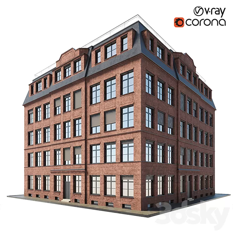 Brick building 3D Model