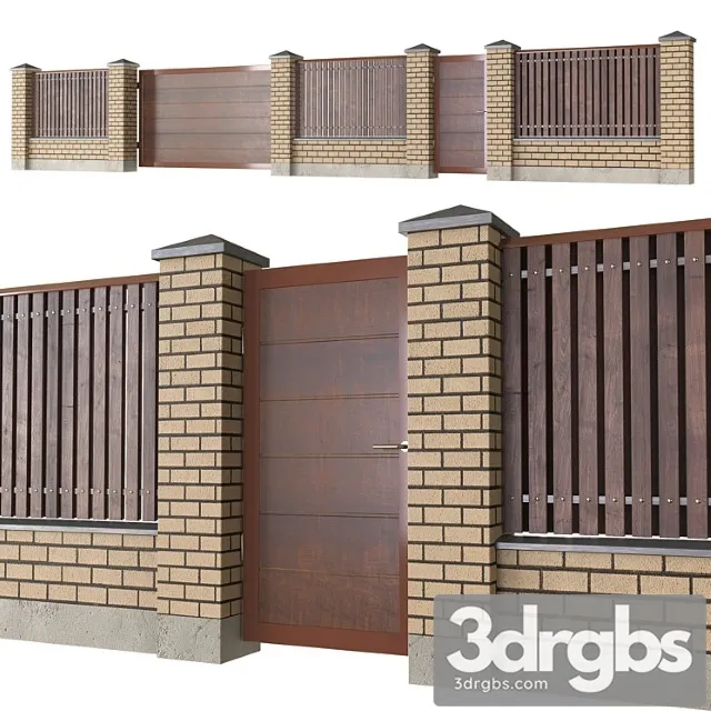 Brick Fence 3D Model Download