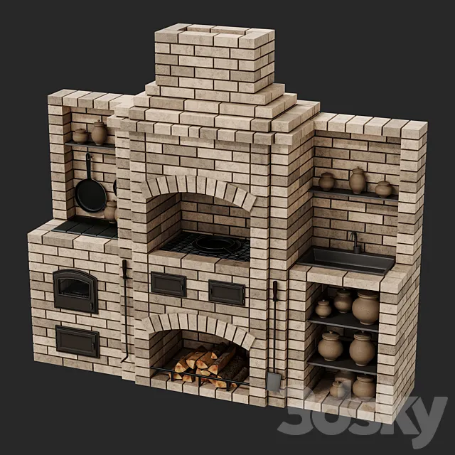 Brick oven barbecue 3D Model Brick oven barbecue 3D Model