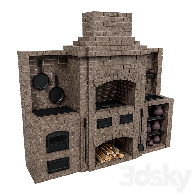 Brick oven barbecue 3D Model Brick oven barbecue 3D Model