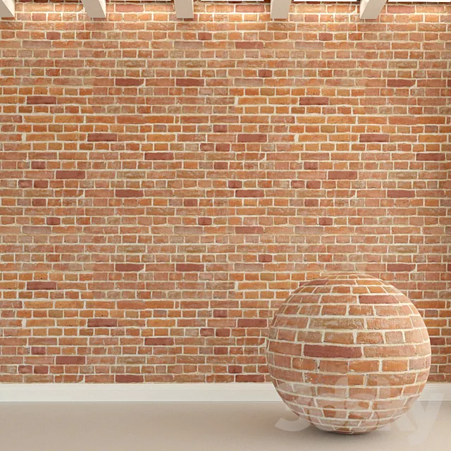 Brick wall. Old brick. 128 3D Model