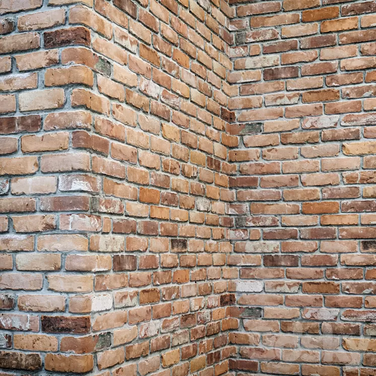 Brick wall with corners 3D Model