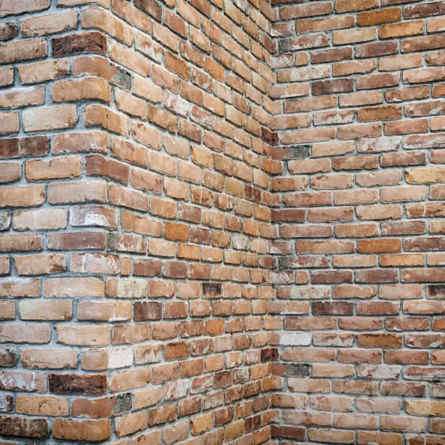 Brick wall with corners 3DModel