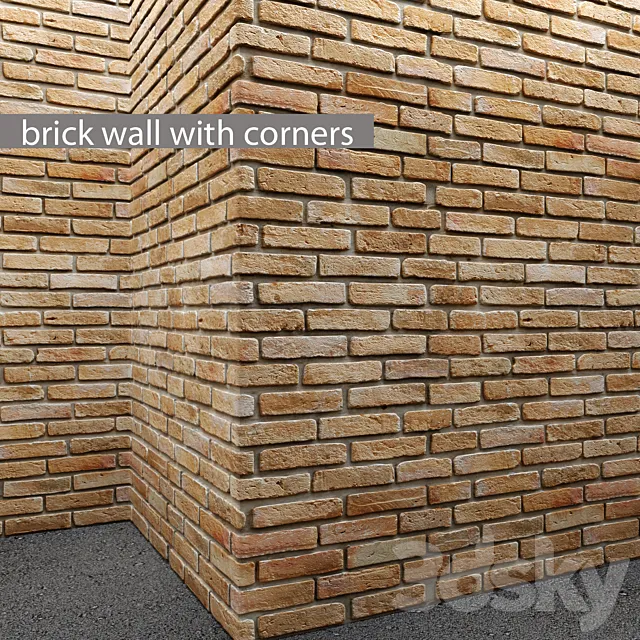 Brick wall with corners. masonry. brick. loft. decorative. panel. wall. corner. brick 3DModel Brick wall with corners. masonry. brick. loft. decorative. panel. wall. corner. brick 3DModel