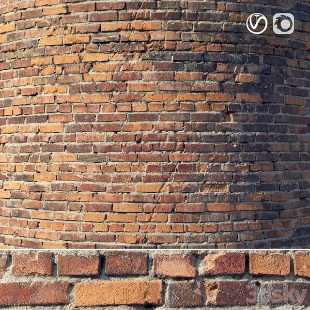 Brick wall with damage 3D Model