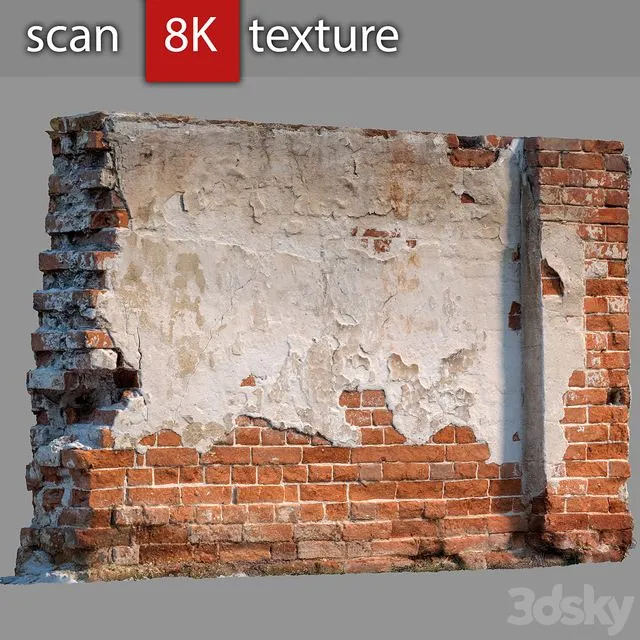 Brick wall with destruction 61 3D Model Brick wall with destruction 61 3D Model
