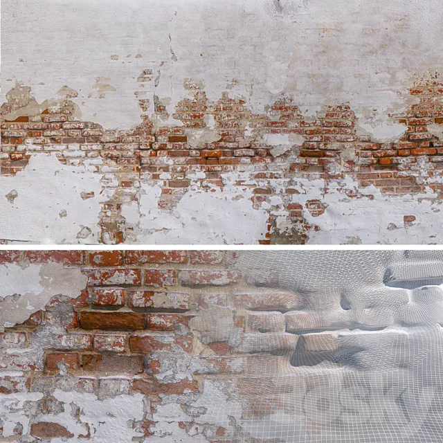 Brick wall with stucco 3D Model