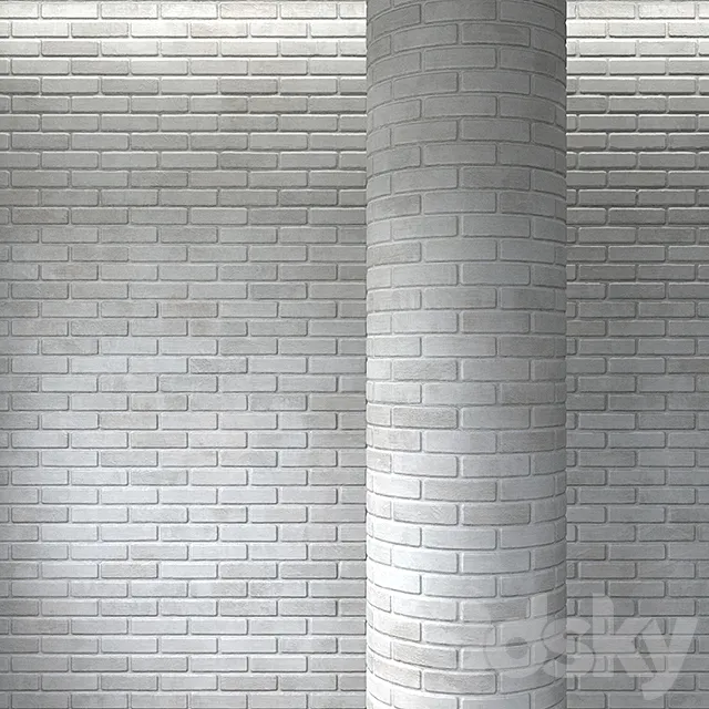 Brick white masonry 3D Model