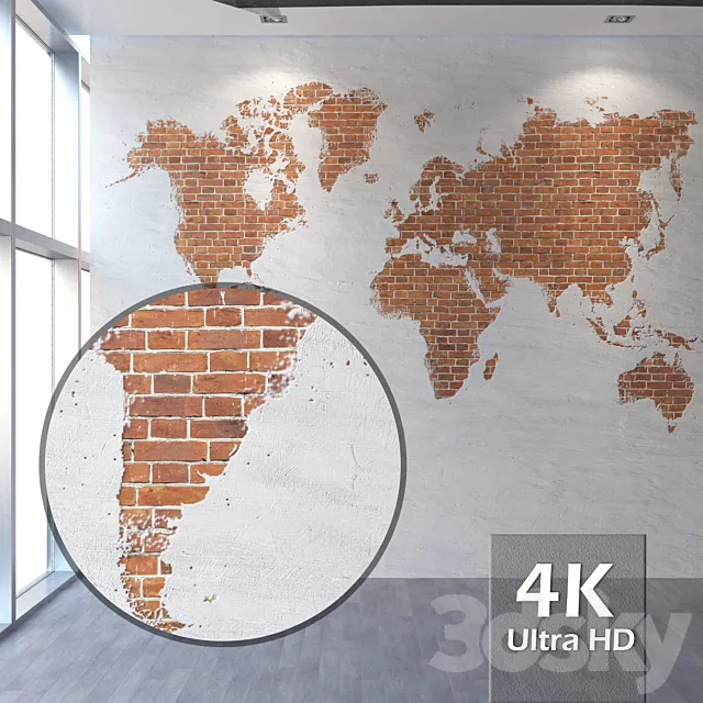 Brickwork 093 world map 3D Model Brickwork 093 world map 3D Model