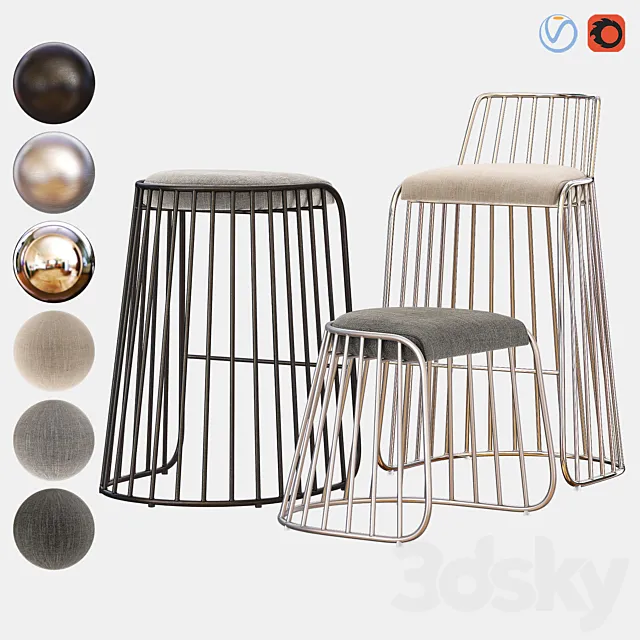 BRIDE’s VEIL Bar Chair & Counter Stool 3D Model BRIDE’s VEIL Bar Chair & Counter Stool 3D Model
