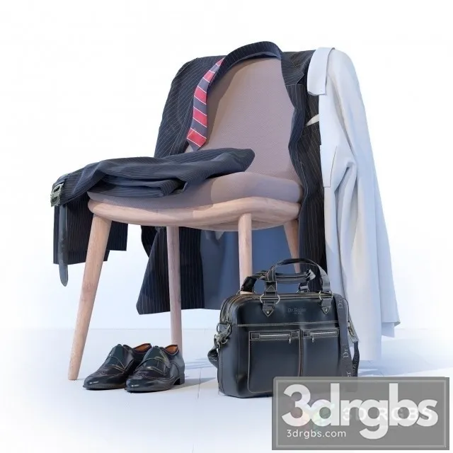 Brief Case Decor Set Chair 3D Model Download