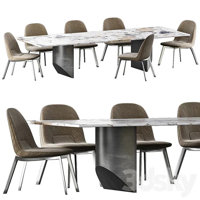 Briscola natevo and WEDGE Marble table Minotti 3DModel