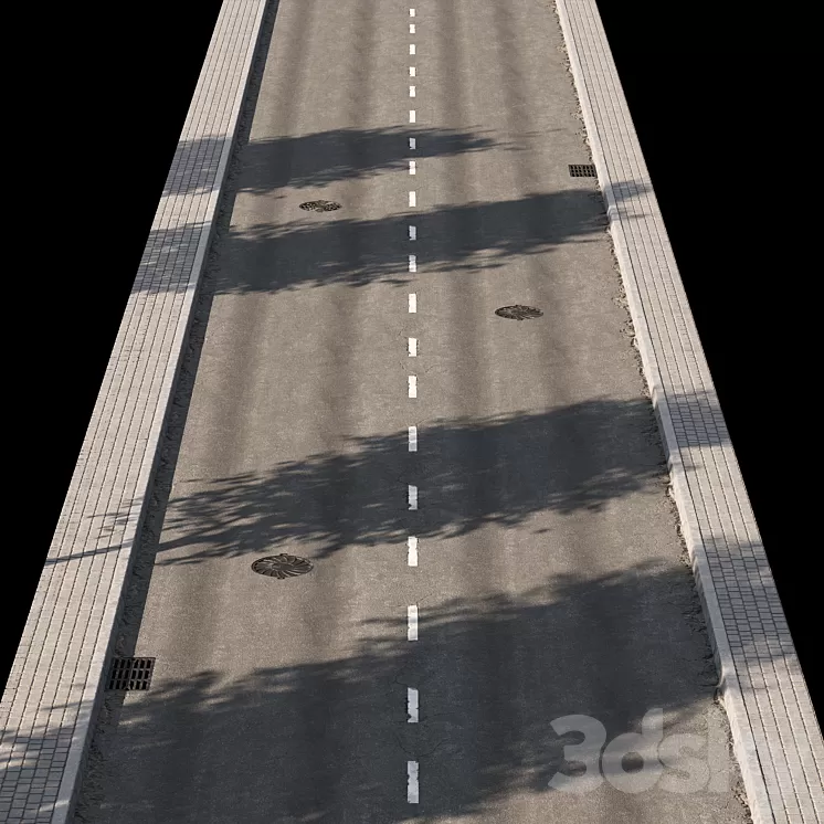 Broken road set1 3D Model