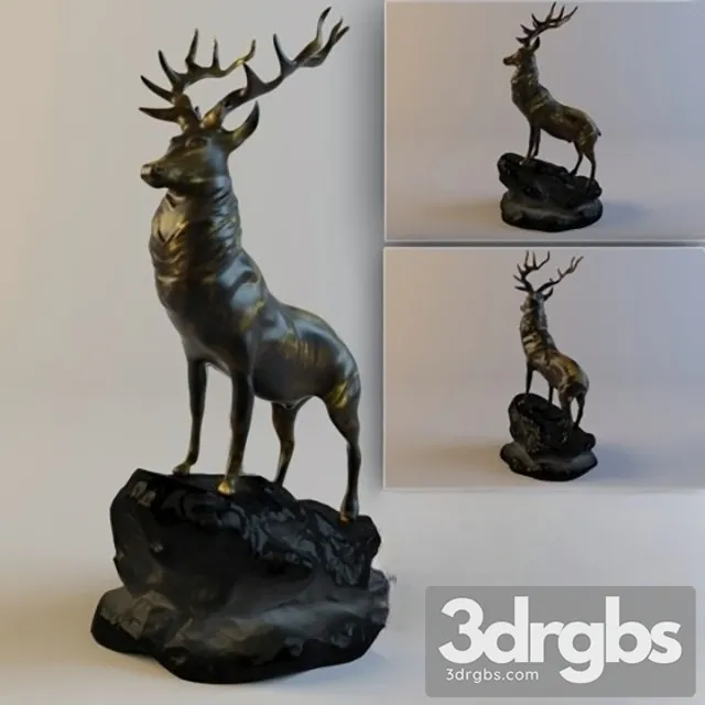 Bronze Stag In Art Sculptures 3D Model Download