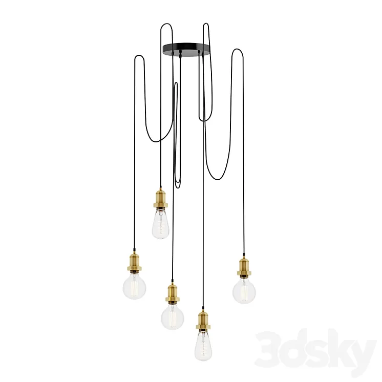Brooklyn 5 Wire Chandelier by INDUSTVILLE 3D Model Free Download