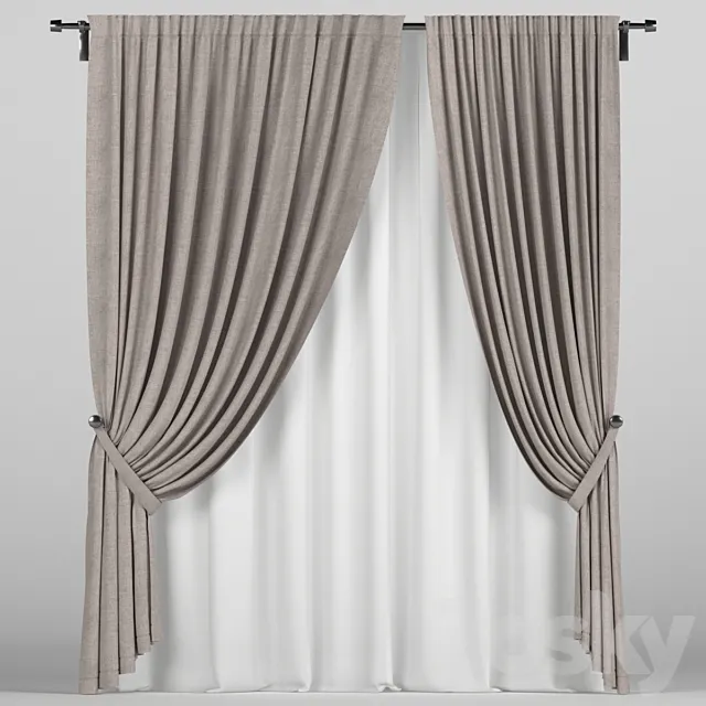 Brown curtains in the wings. 3D Model Brown curtains in the wings. 3D Model
