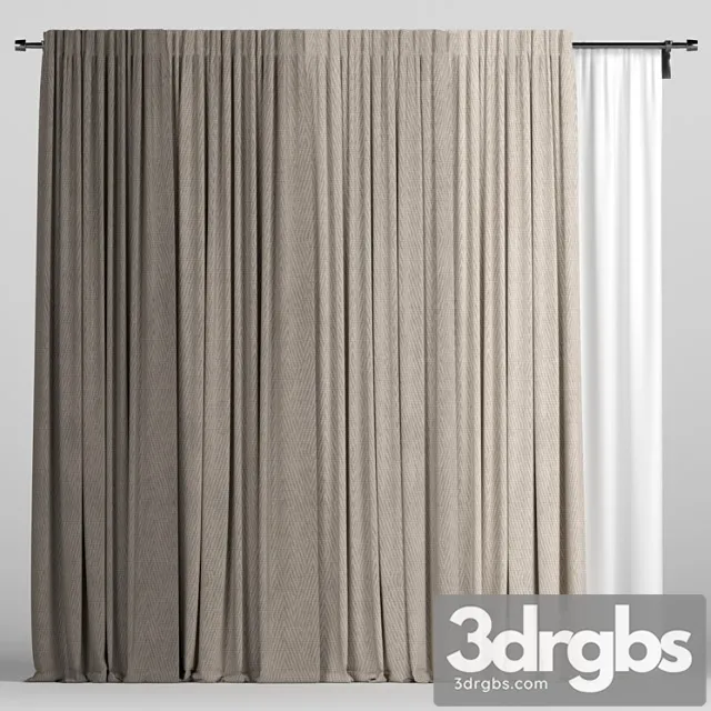 Brown Curtains With Tulle 80 3D Model Download