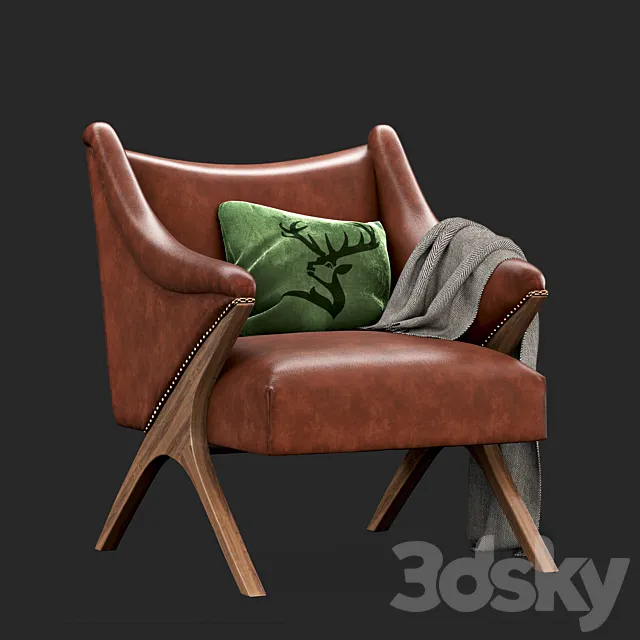 Brown Leather ArmChair 3DModel Brown Leather ArmChair 3DModel