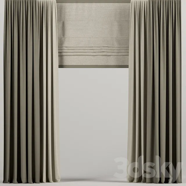 Brown Roman Curtains. 3DModel Brown Roman Curtains. 3DModel