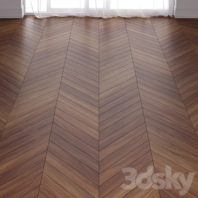 Brown Teak Wood Parquet Floor in 3 types 3D Model