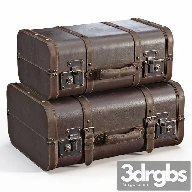 Brown vintage suitcases 3D Model Download