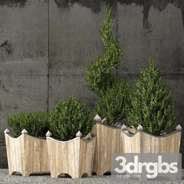 Brugge Salvaged Wood Metal Planters 3D Model Download