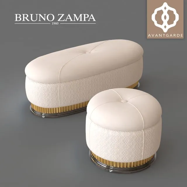 BRUNO ZAMPA WALT Pouf and Bench 3D Model BRUNO ZAMPA WALT Pouf and Bench 3D Model