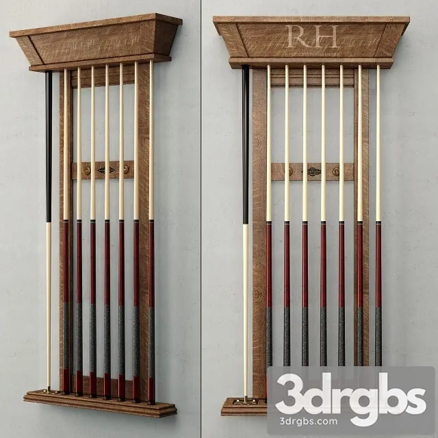 Brunswick Vintage 1906 Billiards Table Cue Rack 3D Model Download