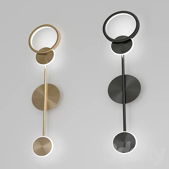 Brushed Gold Black Wall Light 3D Model Brushed Gold Black Wall Light 3D Model