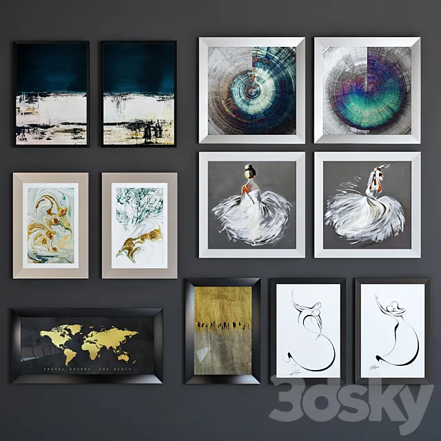 BRW posters set abstraction 3D Model BRW posters set abstraction 3D Model
