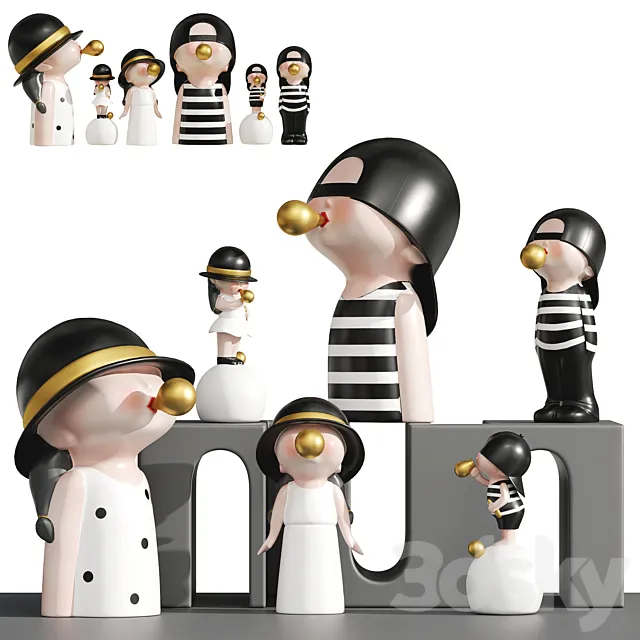 Bubble Blowing Figurine Statue Ⅱ 3D Model Bubble Blowing Figurine Statue Ⅱ 3D Model