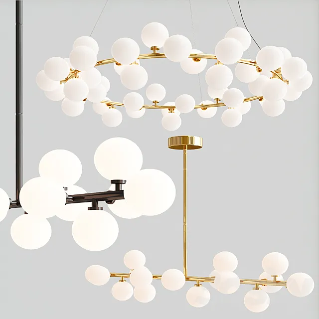 Bubble Stik and Milk Bublle Round Chandelier Collection 3D Model Bubble Stik and Milk Bublle Round Chandelier Collection 3D Model