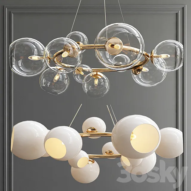 Bubbles 9-light Chandelier 3D Model
