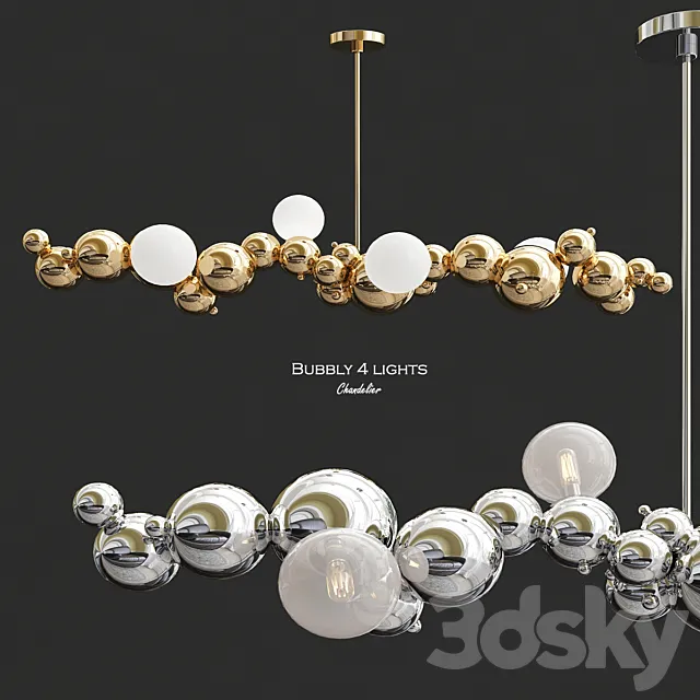 Bubbly 4 light Chandelier 3D Model
