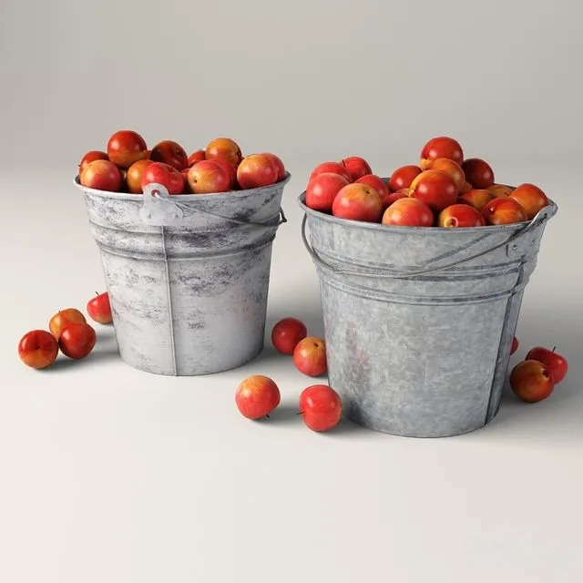 Bucket of Apples 3D Model Bucket of Apples 3D Model