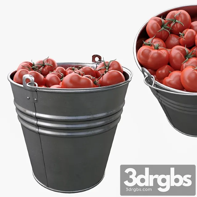 Bucket with tomatoes 3D Model Download