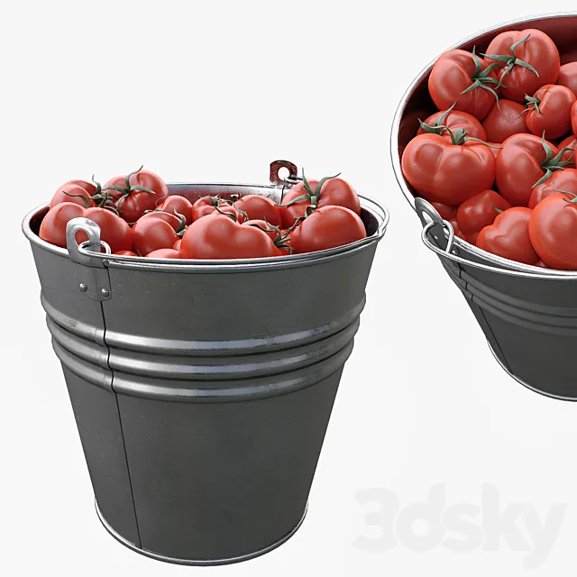 Bucket with tomatoes 3DModel Bucket with tomatoes 3DModel