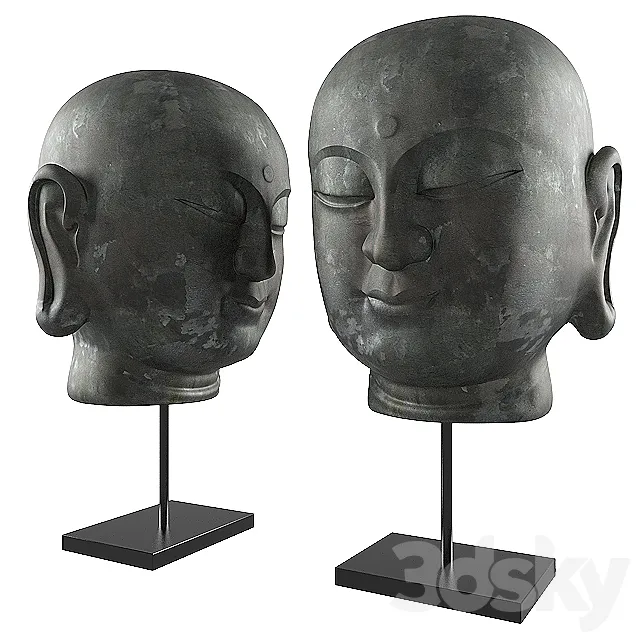 Buddha Head Smile Decor Sculpture 3DModel