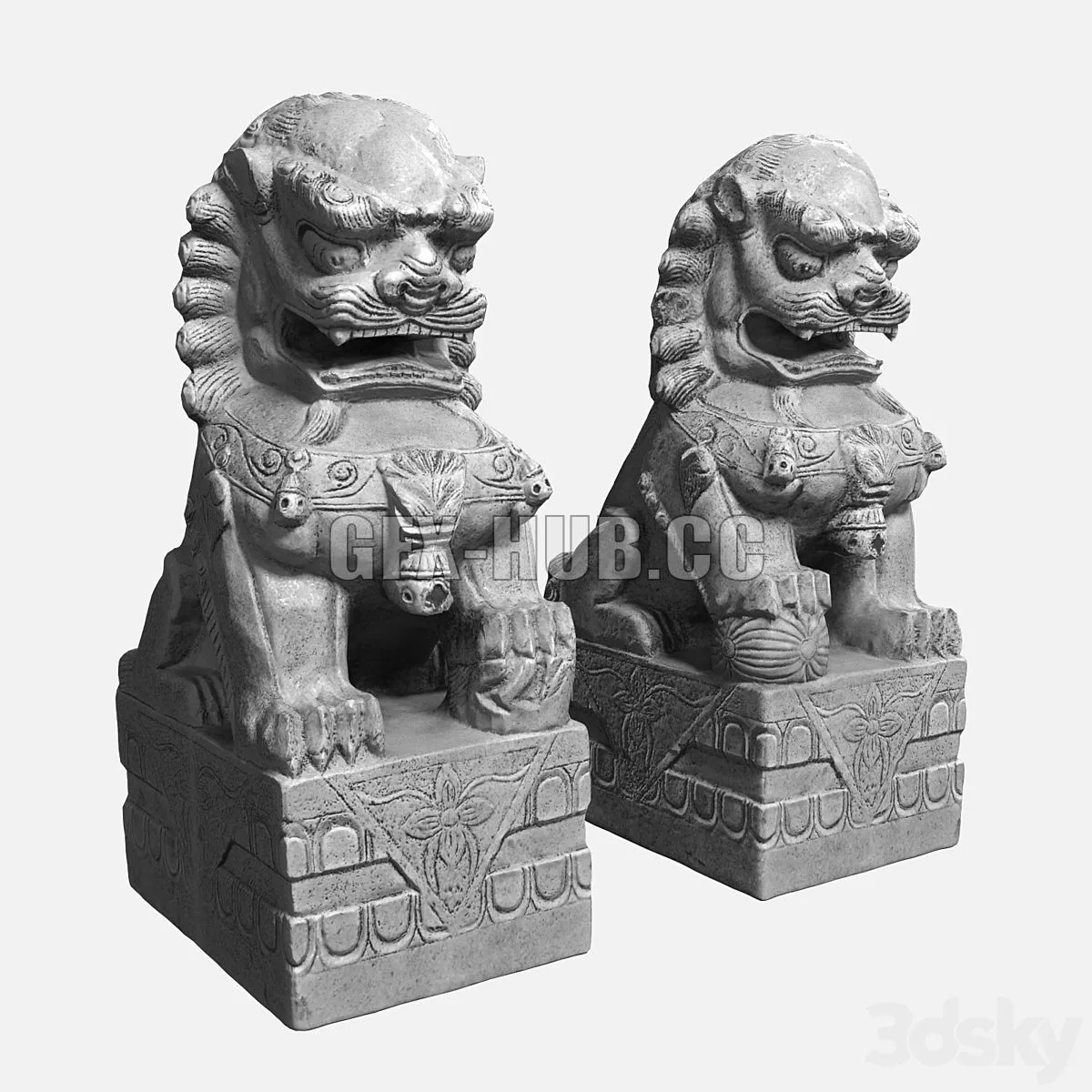 Buddhas Lions 3D Model Buddhas Lions 3D Model